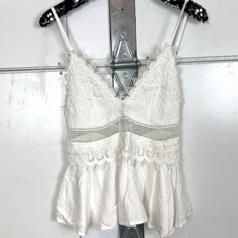 Mila White Lace Boho Tank Sz XS
